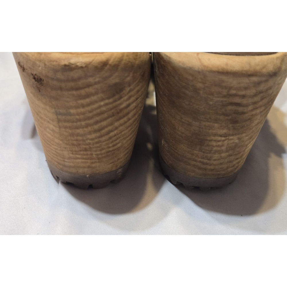 MIA Abba Mary Jane Swedish Wooden Clogs Leather Brown Size EUR 41/ US 10 Boho - Picture 4 of 7